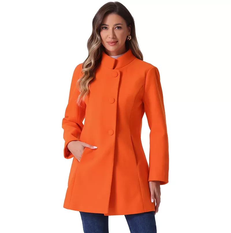 Women's Winter Stand Collar Long Sleeve Long Overcoat