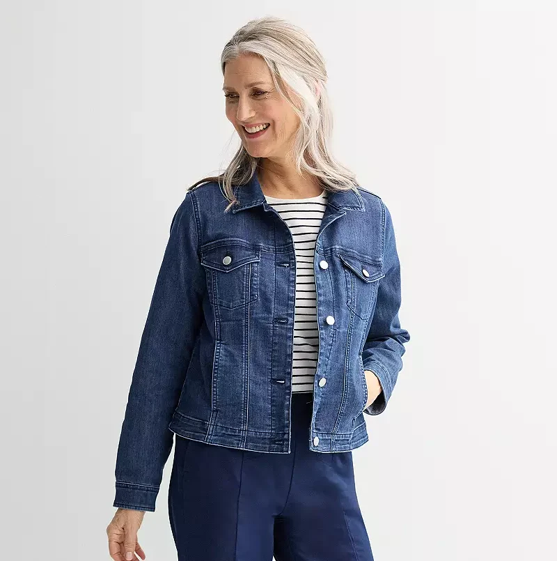 Women's Fashion Croft & Barrow® Button-Front Denim Jacket