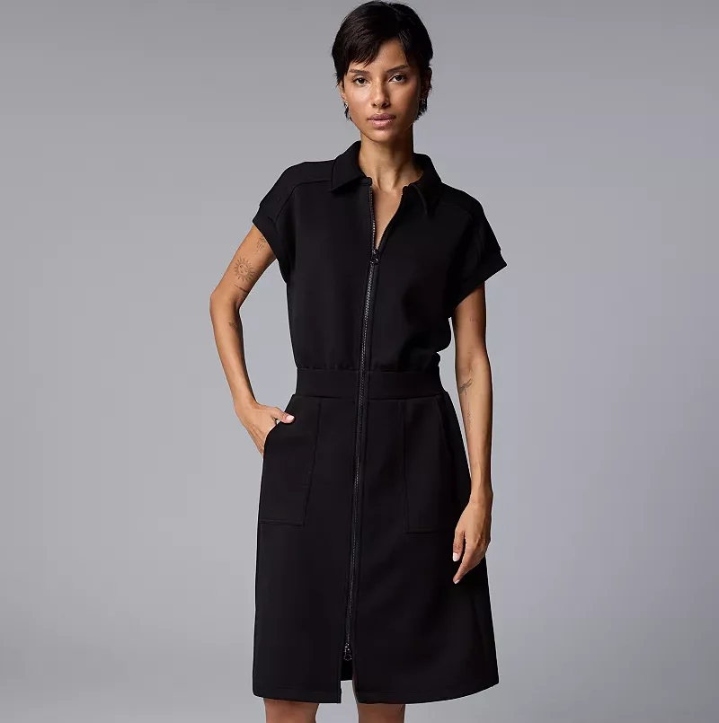 Women's Fashion Simply Vera Vera Wang Zip Front Midi Dress