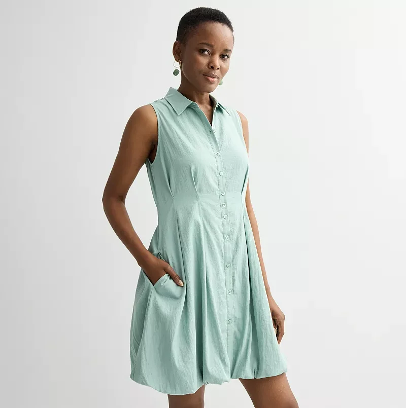 Women's Fashion Nine West Bubble Hem Shirt Dress