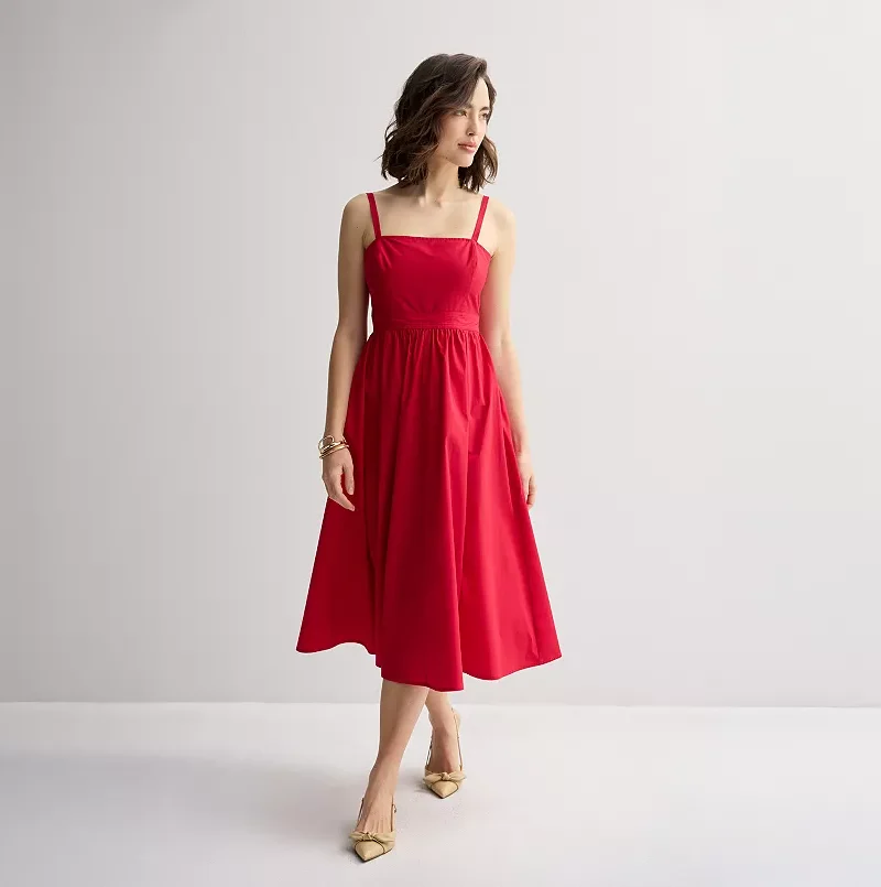 Women's Fashion Nine West Square Neck A-Line Dress