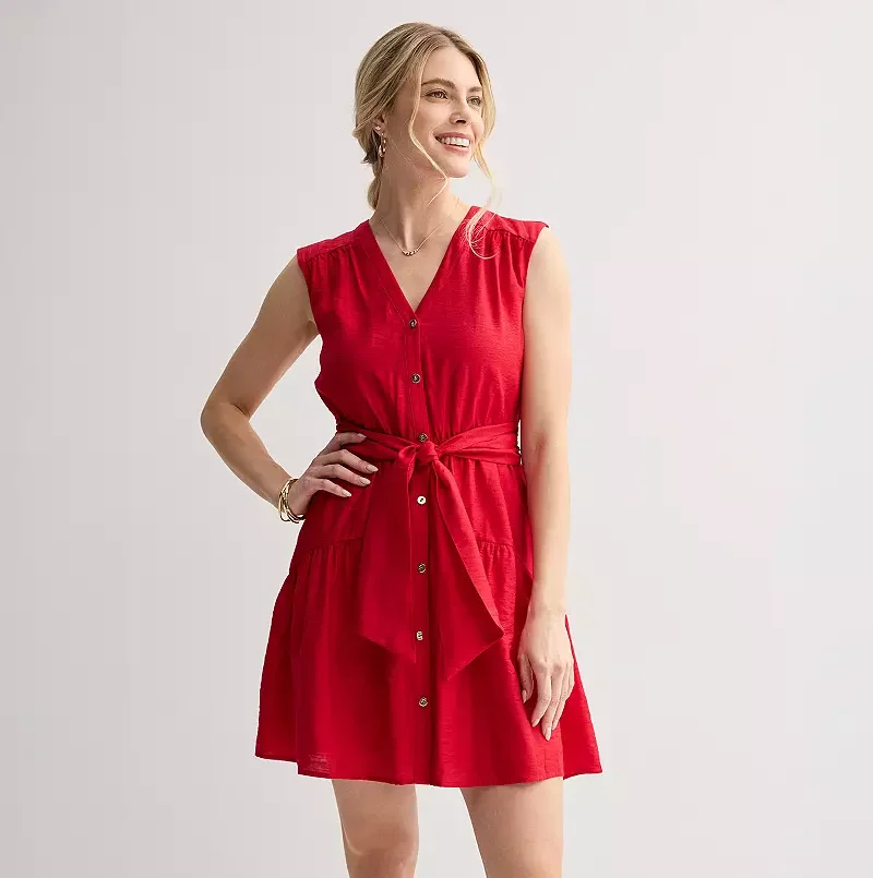 Women's Fashion Nine West Button Front Mini Dress