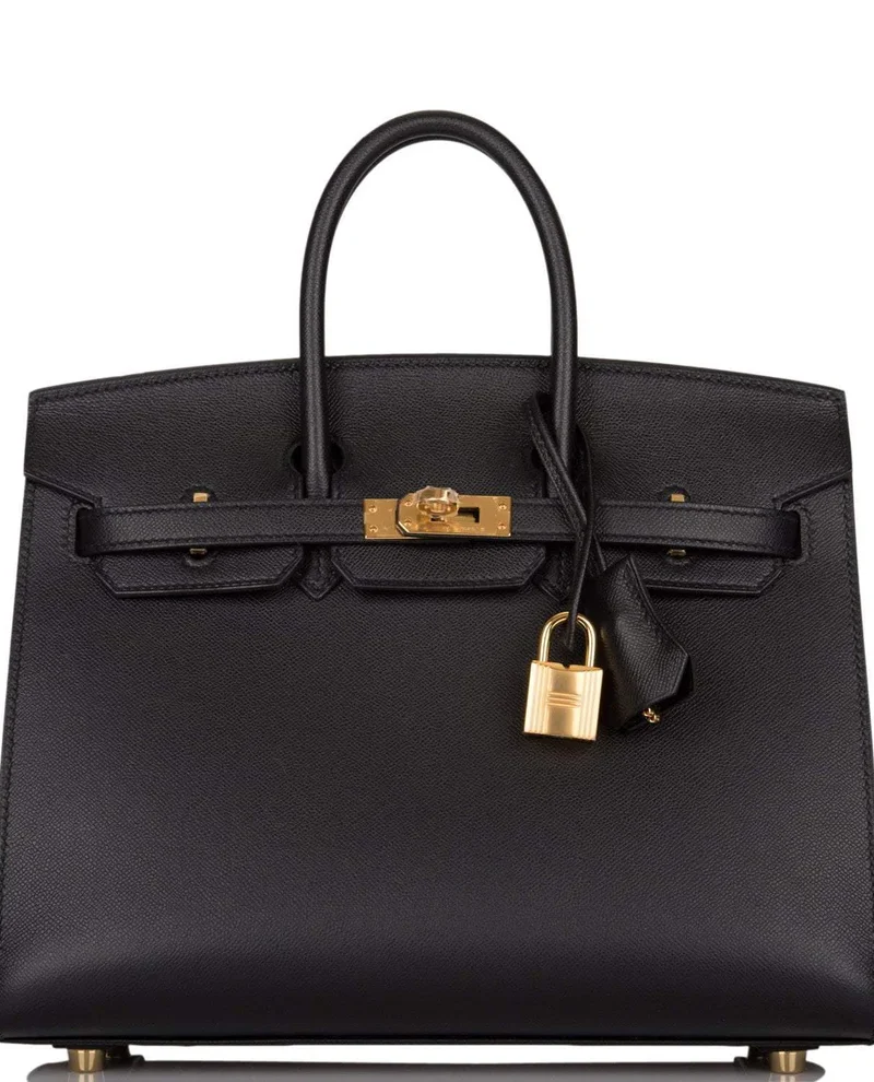 Women's Fashion Hermes Black Veau Madame Sellier Birkin 25cm Gold Hardware