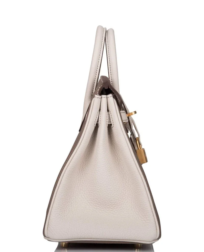Women's Fashion Hermes Birkin 25 Etoupe and Craie Togo Brushed Gold Hardware - Image 8