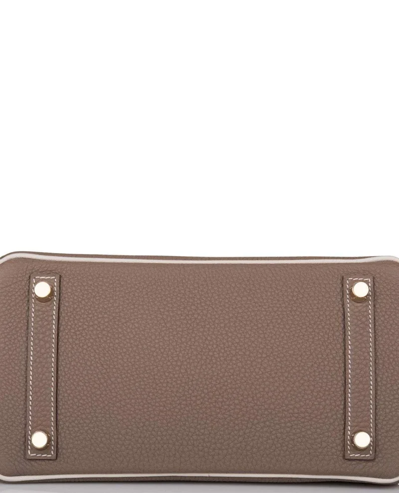 Women's Fashion Hermes Birkin 25 Etoupe and Craie Togo Brushed Gold Hardware - Image 6