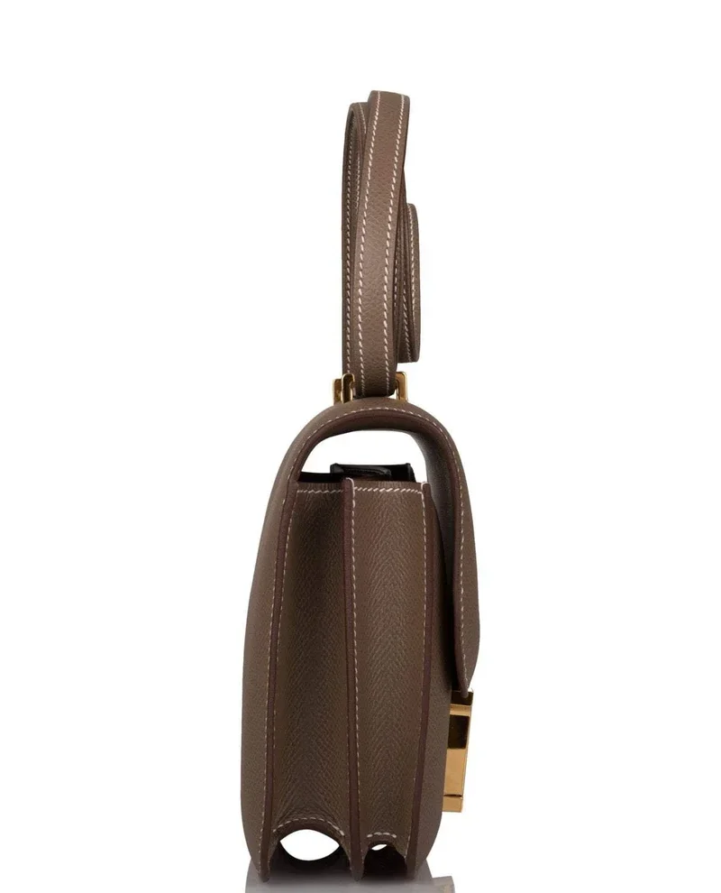 Women's Fashion Hermes Etoupe Epsom Mini Constance 18cm Gold Hardware - Image 6
