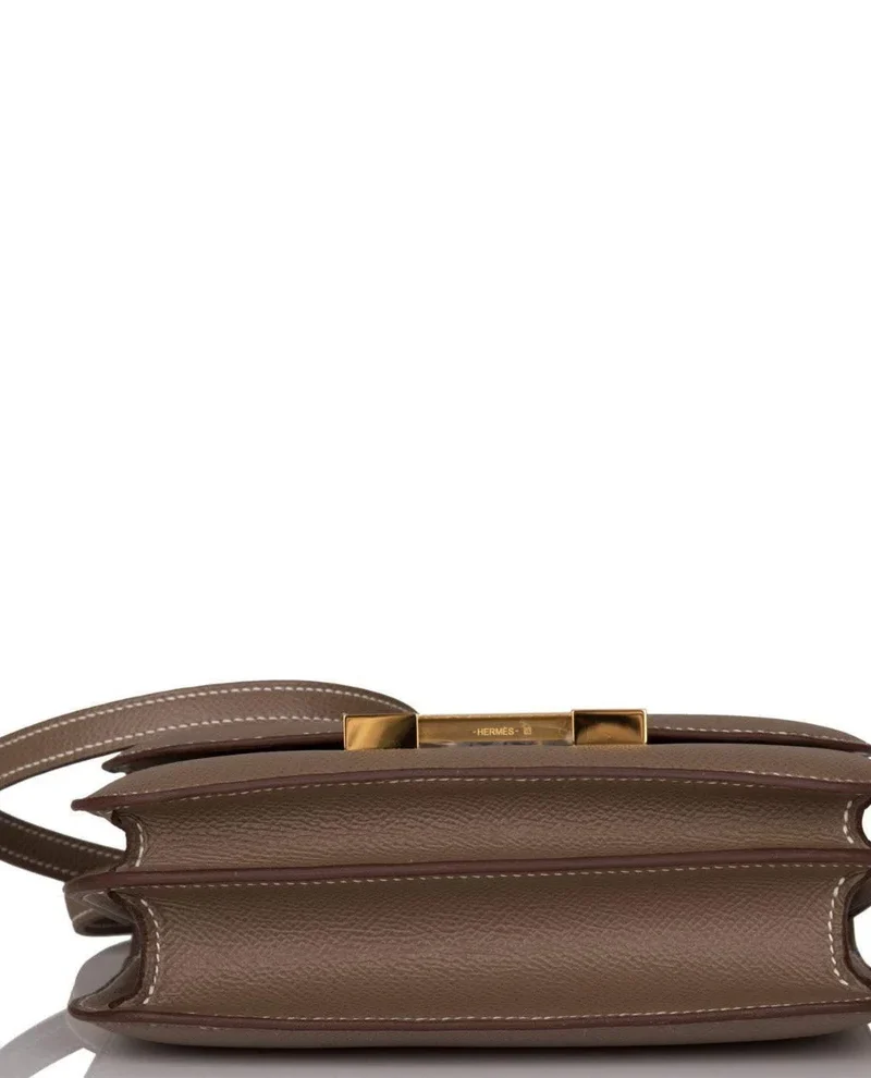 Women's Fashion Hermes Etoupe Epsom Mini Constance 18cm Gold Hardware - Image 9