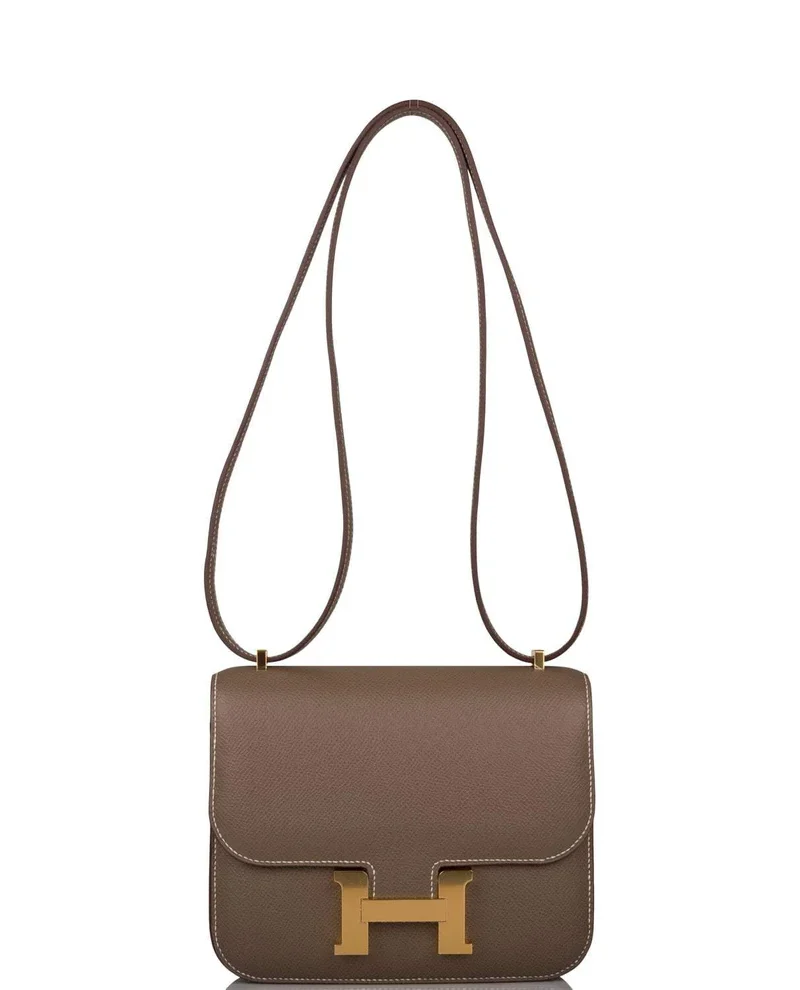 Women's Fashion Hermes Etoupe Epsom Mini Constance 18cm Gold Hardware - Image 5