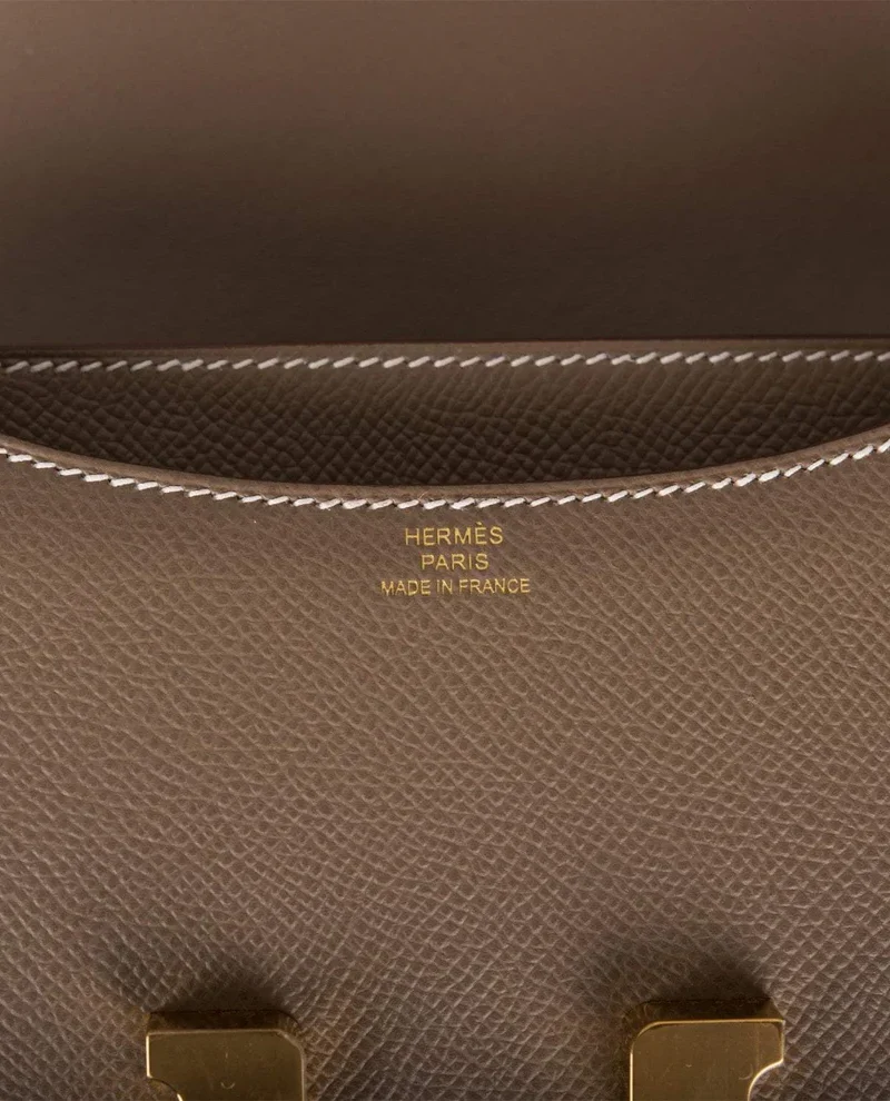 Women's Fashion Hermes Etoupe Epsom Mini Constance 18cm Gold Hardware - Image 7