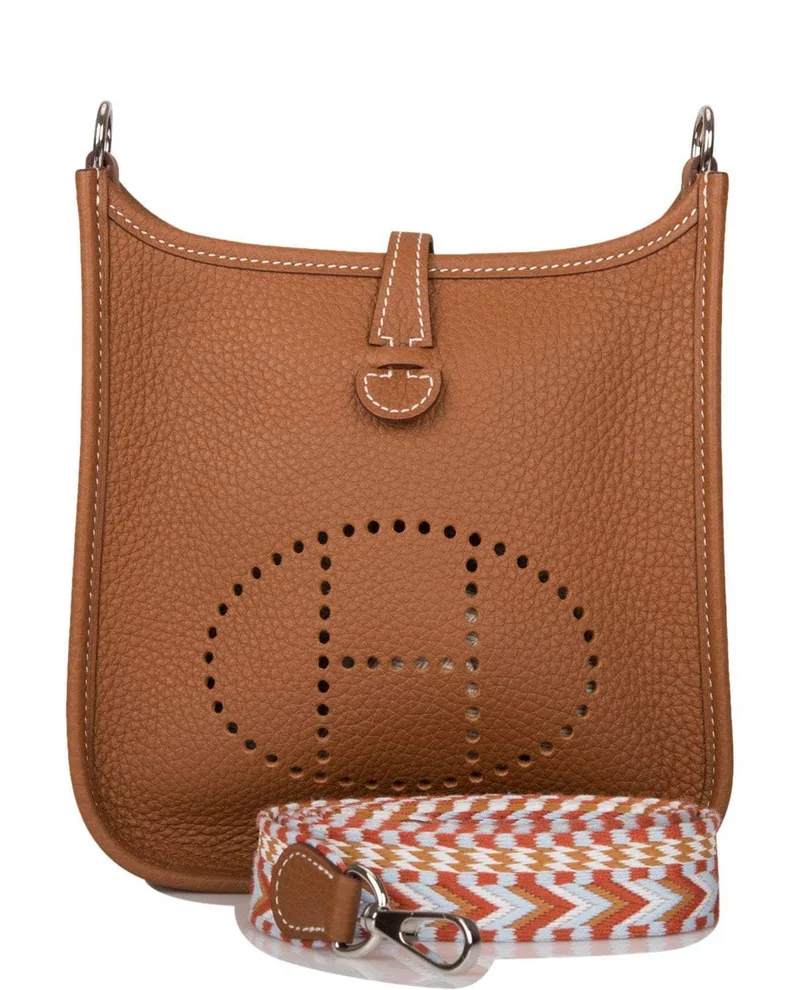 Women's Fashion Hermes Gold Clemence Evelyne TPM Bag Palladium Hardware