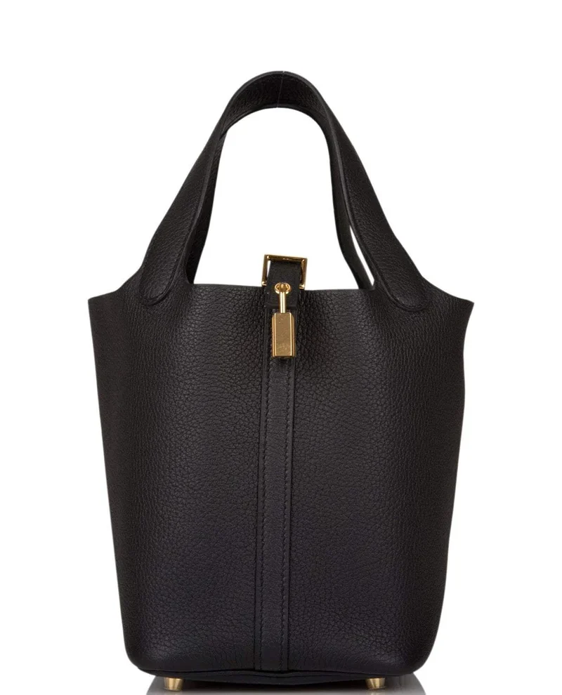 Women's Fashion Hermes Black Clemence Picotin Lock 18cm Gold Hardware