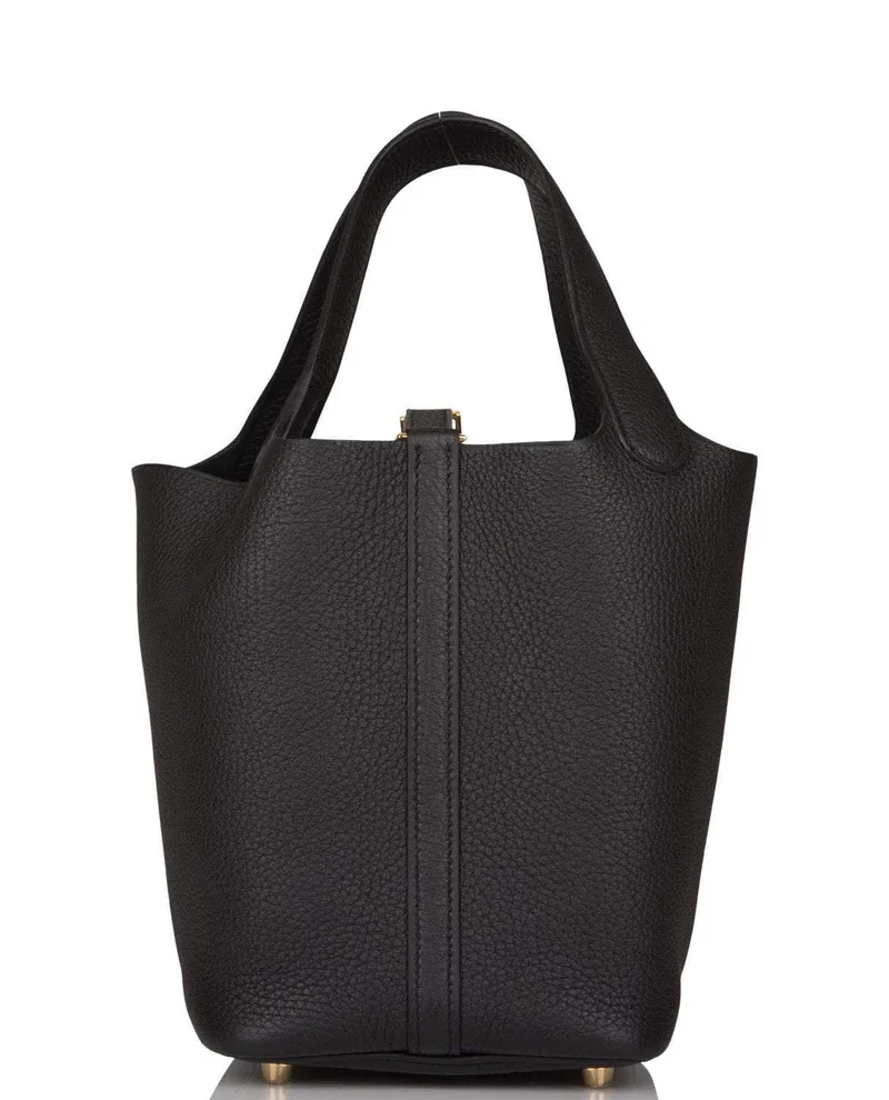 Women's Fashion Hermes Black Clemence Picotin Lock 18cm Gold Hardware - Image 6