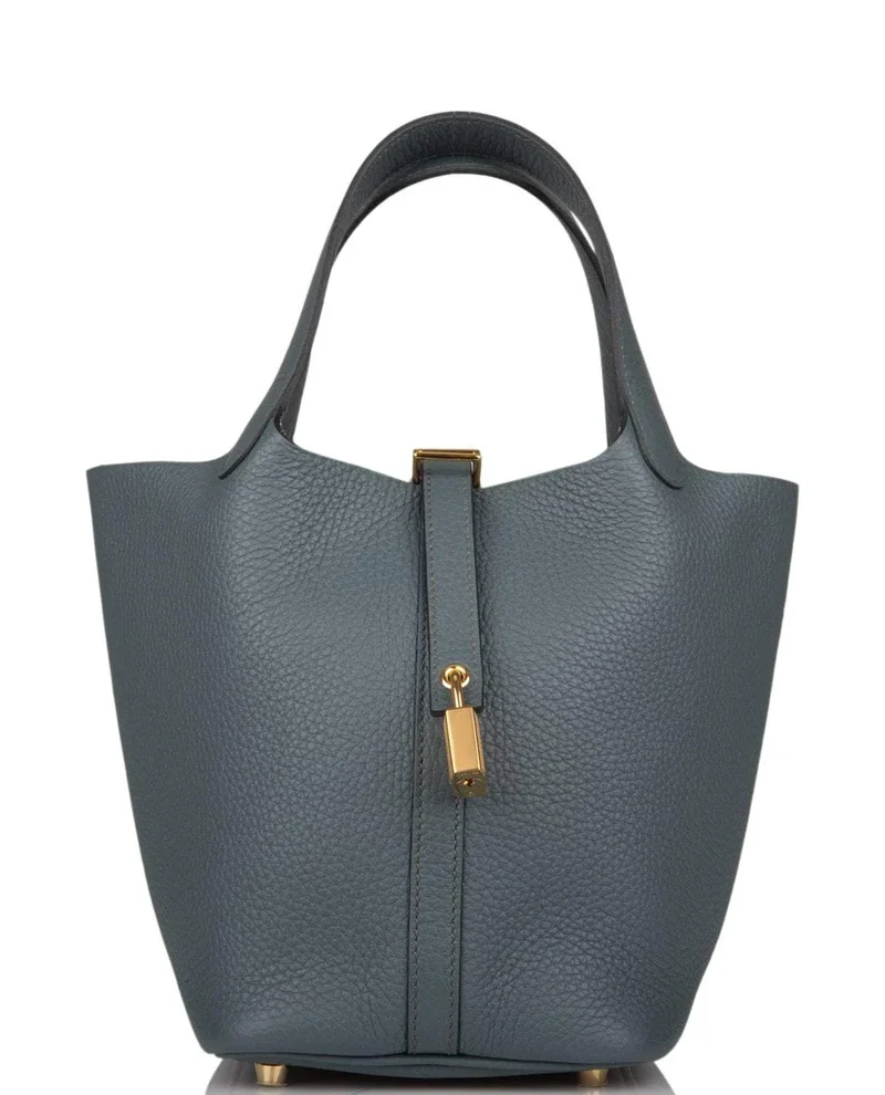 Women's Fashion Hermes Bleu Orage Clemence Picotin Lock 18cm Gold Hardware