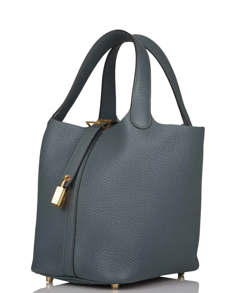 Women's Fashion Hermes Bleu Orage Clemence Picotin Lock 18cm Gold Hardware - Image 3