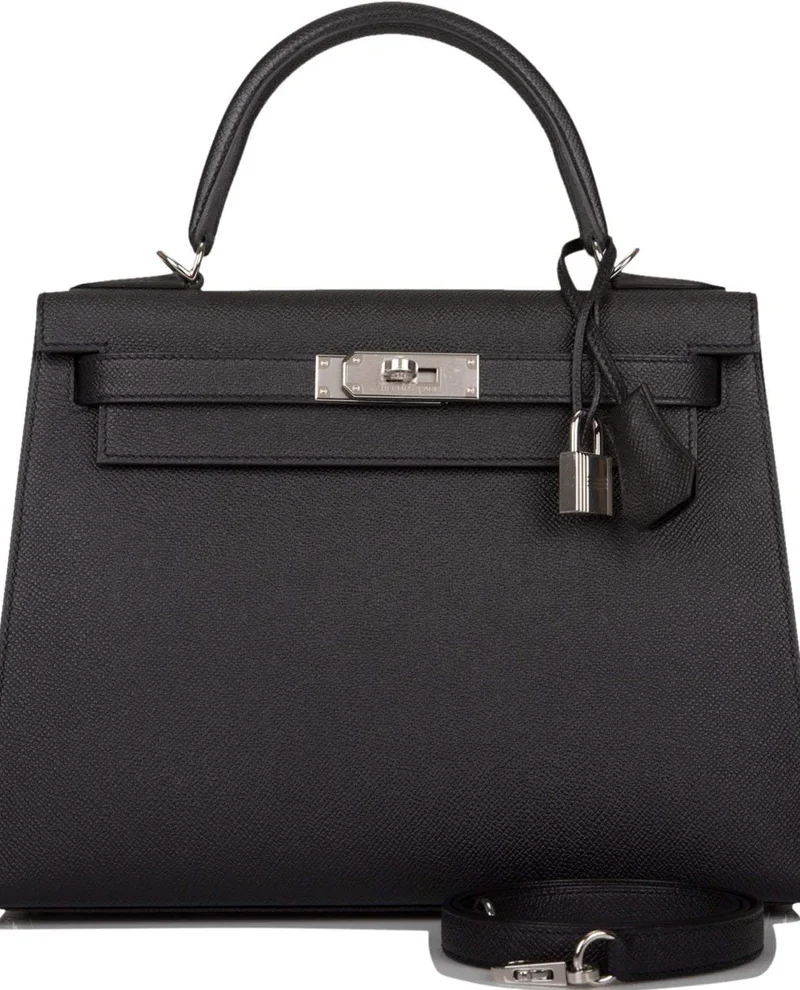 Women's Fashion Hermes Black Epsom Sellier Kelly 28cm Palladium Hardware