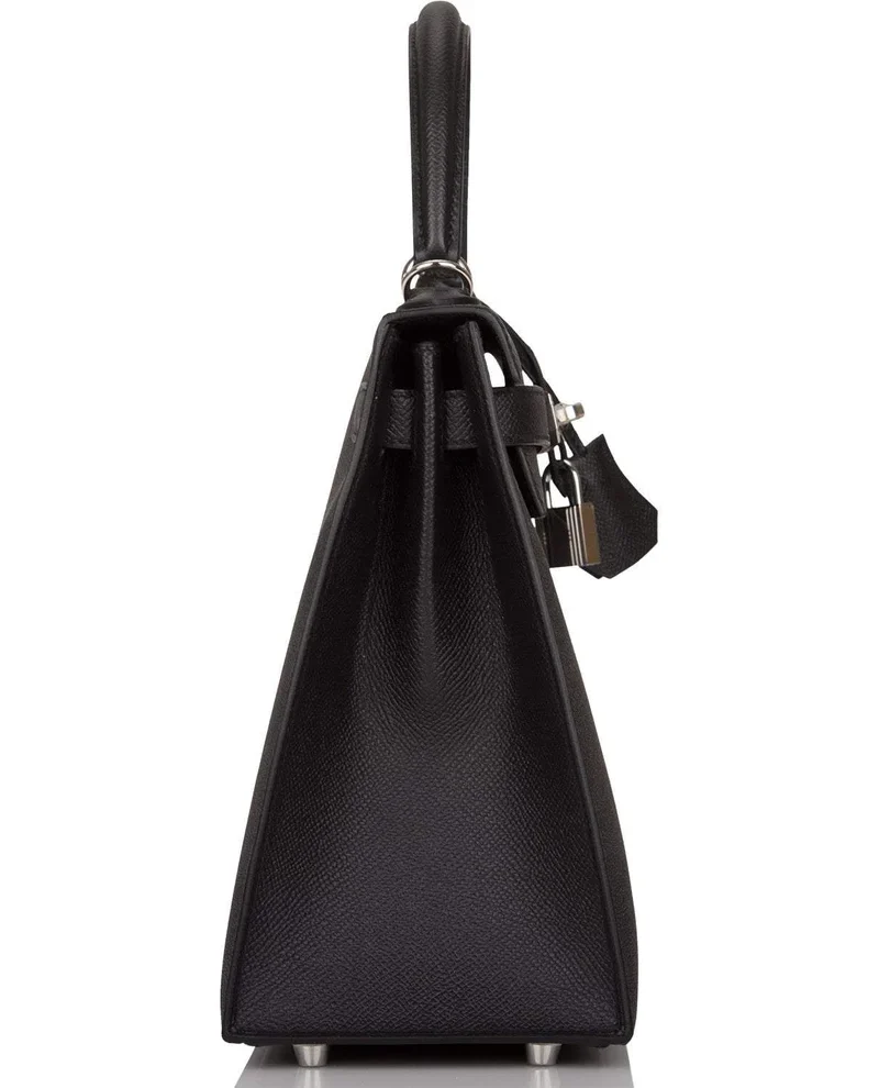 Women's Fashion Hermes Black Epsom Sellier Kelly 28cm Palladium Hardware - Image 7