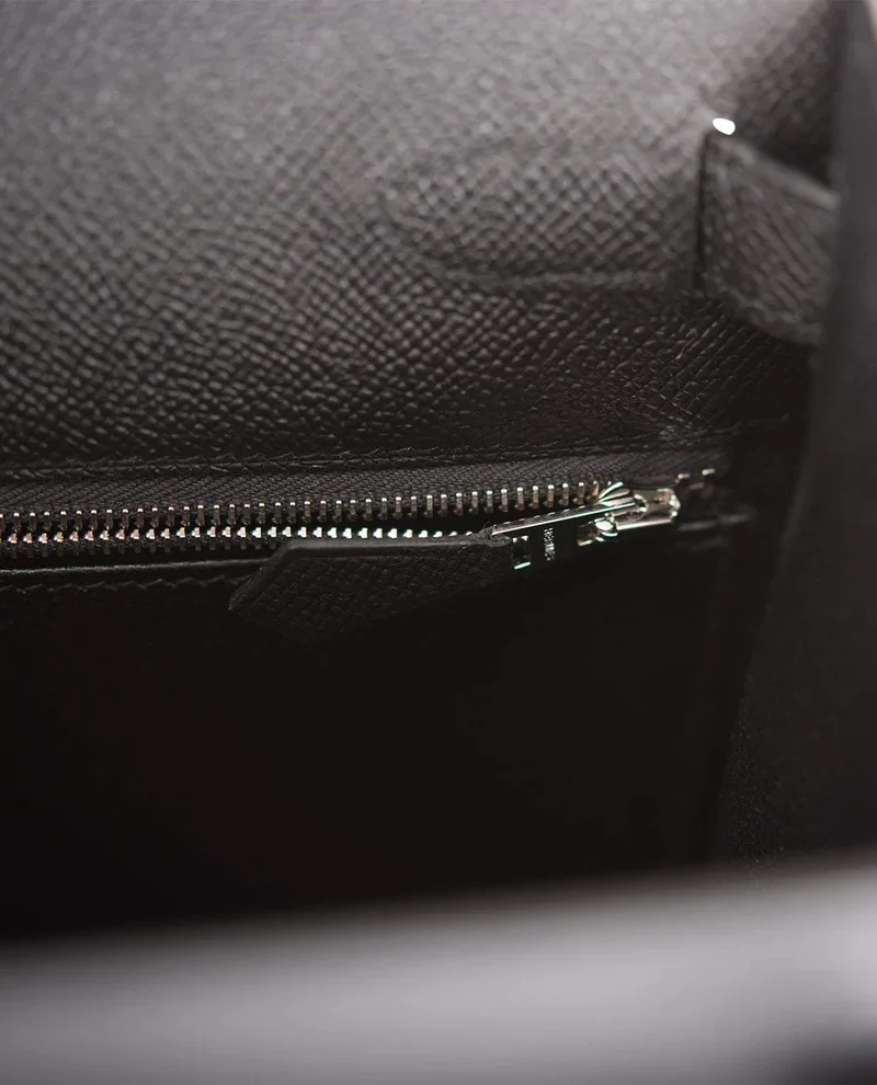 Women's Fashion Hermes Black Epsom Sellier Kelly 28cm Palladium Hardware - Image 6