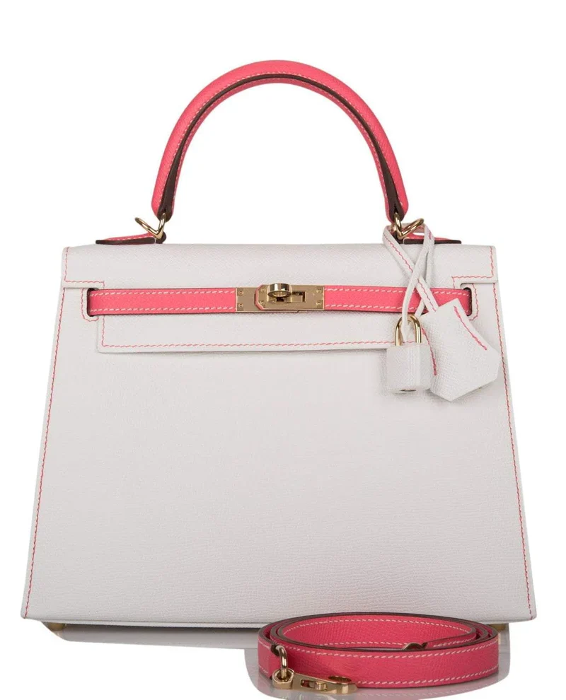 Women's Fashion Hermes Bubblegum 5P Matte Alligator Retourne Kelly 25cm Palladium Hardware