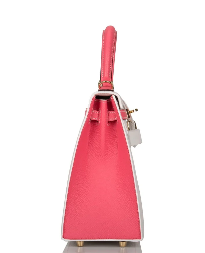 Women's Fashion Hermes Bubblegum 5P Matte Alligator Retourne Kelly 25cm Palladium Hardware - Image 8