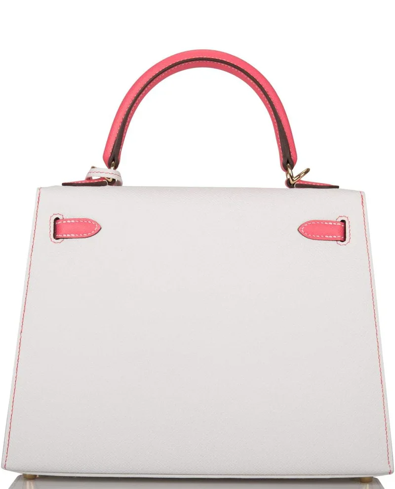 Women's Fashion Hermes Bubblegum 5P Matte Alligator Retourne Kelly 25cm Palladium Hardware - Image 7