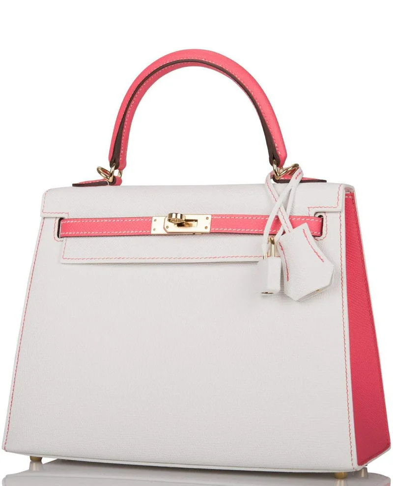 Women's Fashion Hermes Bubblegum 5P Matte Alligator Retourne Kelly 25cm Palladium Hardware - Image 3