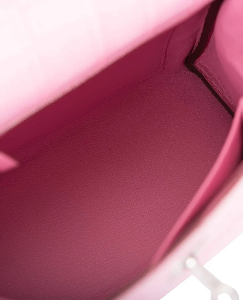 Women's Fashion Hermes Bubblegum 5P Matte Alligator Retourne Kelly 25cm Palladium Hardware - Image 5