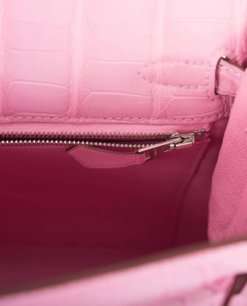 Women's Fashion Hermes Bubblegum 5P Matte Alligator Retourne Kelly 25cm Palladium Hardware - Image 4