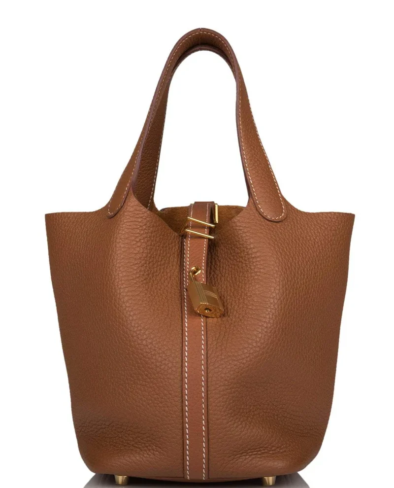 Women's Fashion Hermes Picotin Lock 18 Gold Clemence Gold Hardware